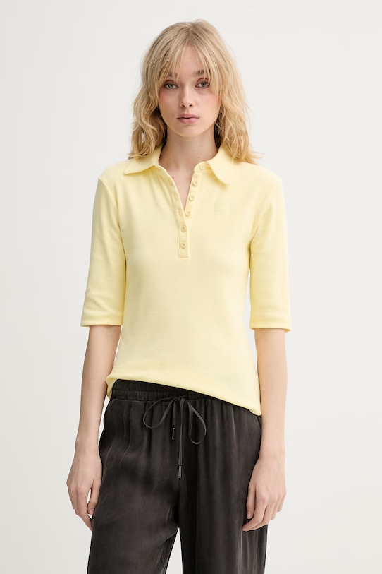 Gestuz polo damskie bawełniane z elastanem GZdrew żółty 10910593