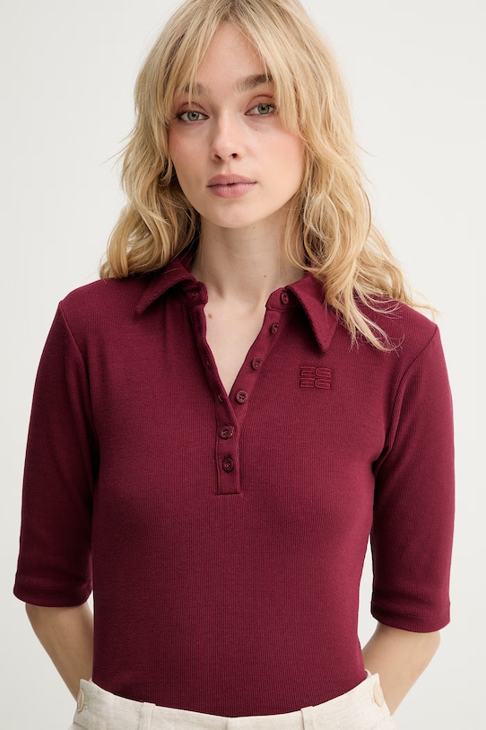Gestuz polo damskie bawełniane z elastanem GZdrew bordowy 10910593