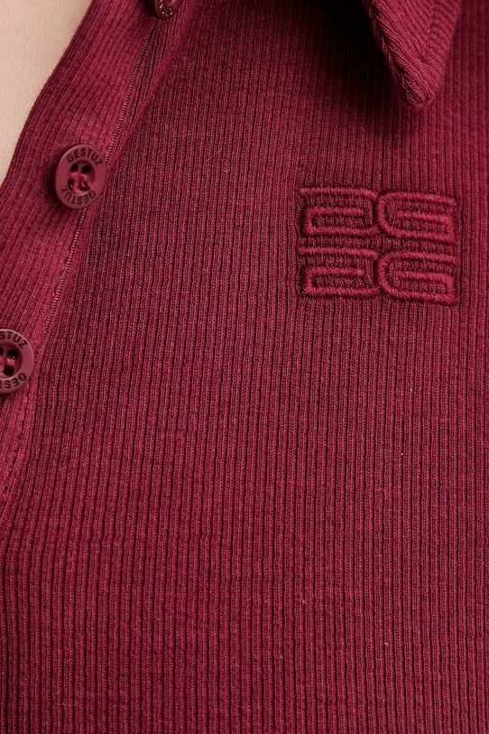 Gestuz polo damskie bawełniane z elastanem GZdrew 10910593 bordowy