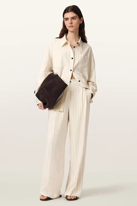 Odzież AllSaints spodnie wide leg damskie z wiskozy OLGA W093TE biały