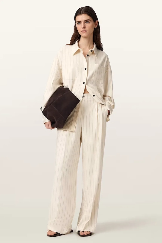 Odzież AllSaints spodnie wide leg damskie z wiskozy OLGA W093TE biały