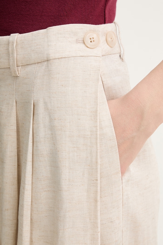 Gestuz nohavice dámske s prímesou ľanu GZriava béžová 10911251