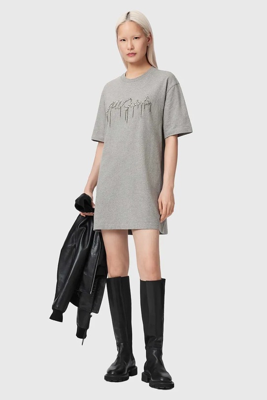 Îmbrăcăminte AllSaints rochie din bumbac CHAINS W047DF gri