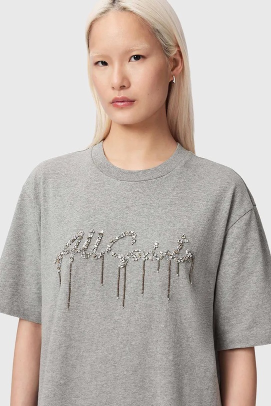 AllSaints rochie din bumbac CHAINS gri W047DF