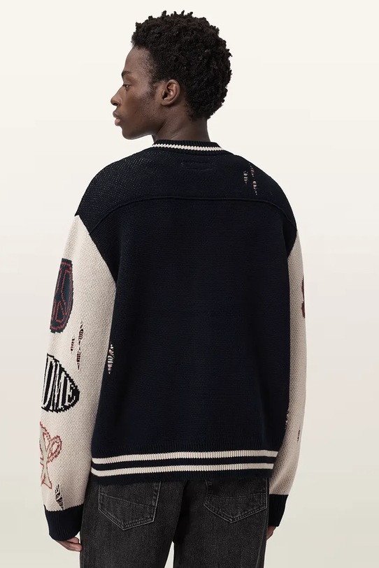 AllSaints kardigan męski bawełniany CHASE M044KE czarny AW26