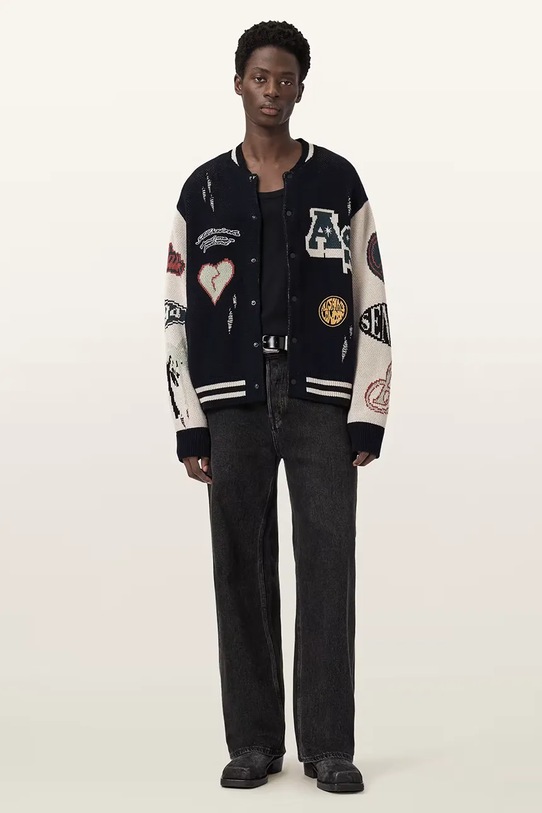 Odzież AllSaints kardigan męski bawełniany CHASE M044KE czarny