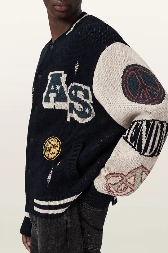 AllSaints kardigan męski bawełniany CHASE czarny M044KE