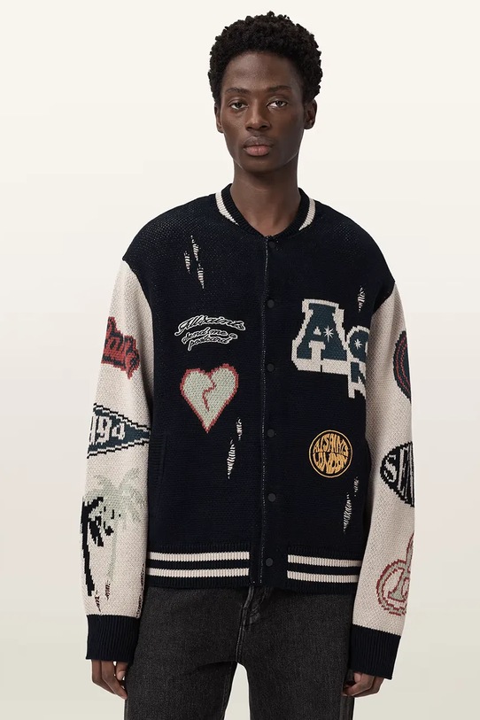 AllSaints kardigan męski bawełniany CHASE M044KE czarny