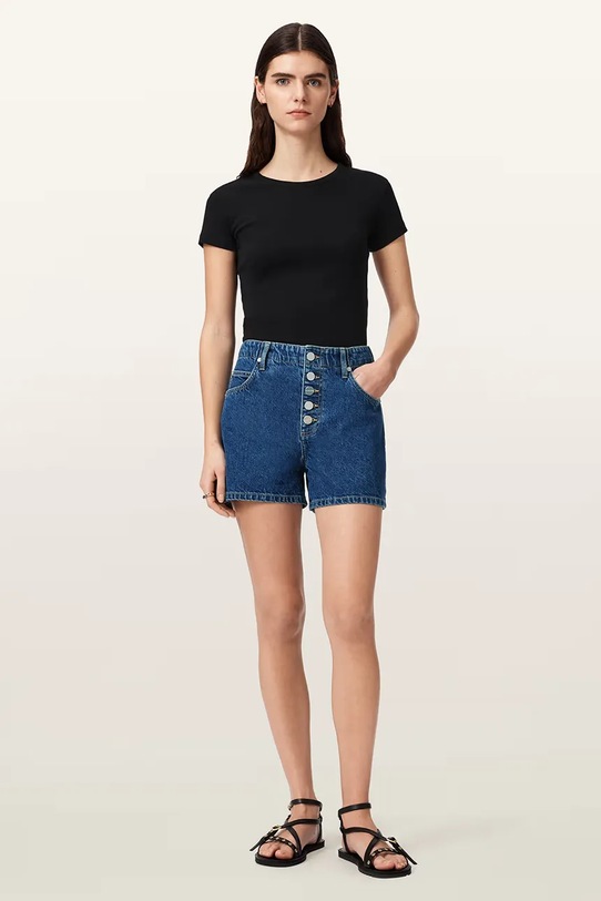 Odzież AllSaints szorty damskie jeansowe TAY W051EE granatowy