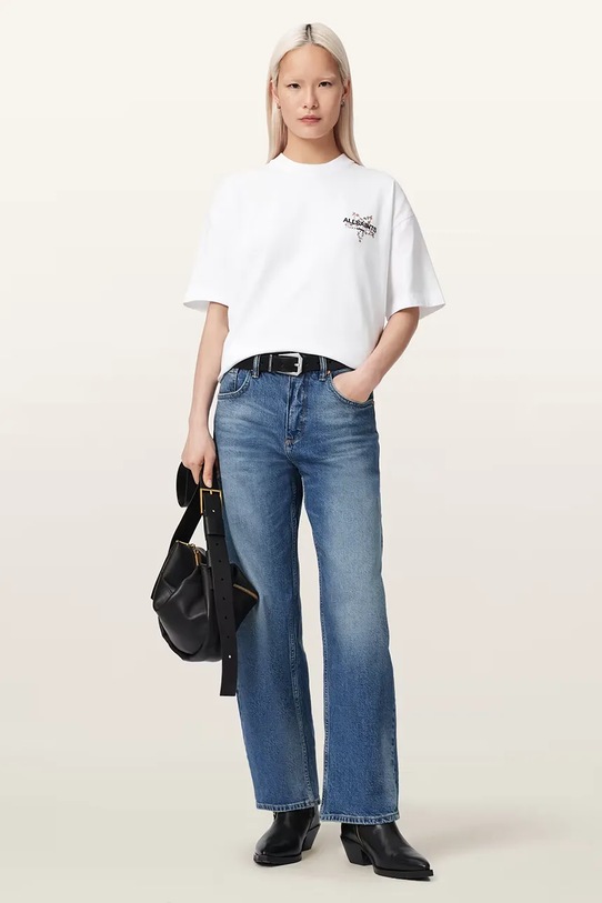 Oblačila AllSaints oversize kratka majica ženska bombažna PENTACLE W171JE bela