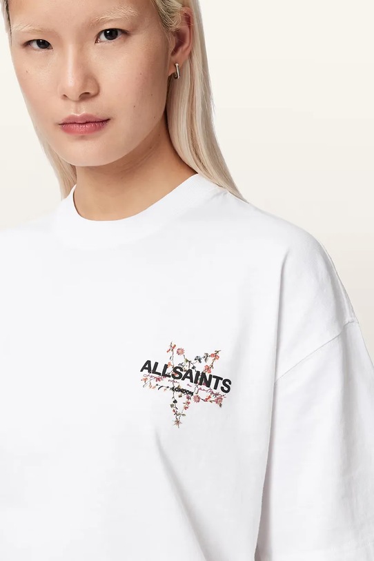 AllSaints oversize kratka majica ženska bombažna PENTACLE bela W171JE