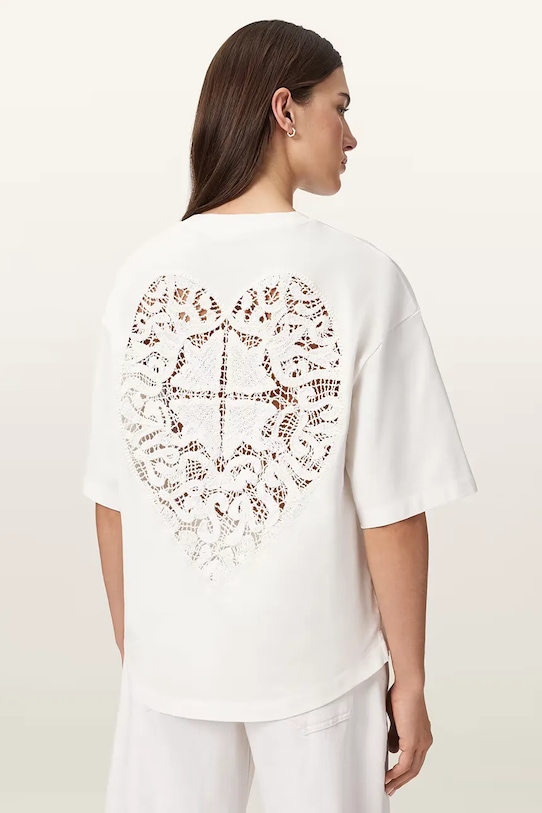 AllSaints oversize kratka majica ženska bombažna ESME bela W131JE