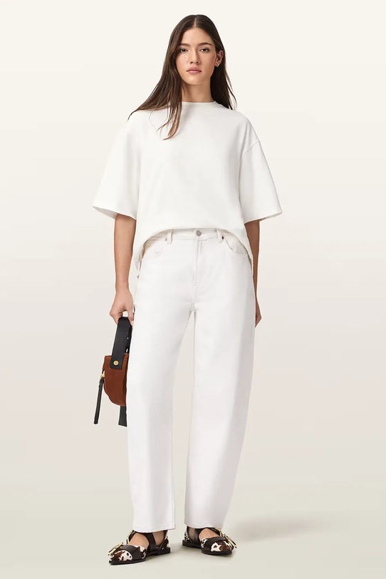 Oblačila AllSaints oversize kratka majica ženska bombažna ESME W131JE bela