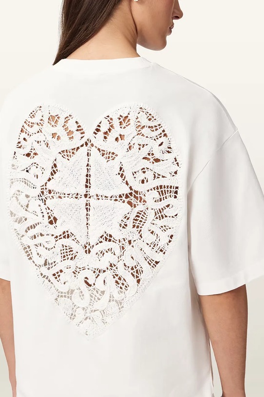 AllSaints oversize kratka majica ženska bombažna ESME W131JE bela