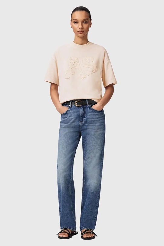 Odzież AllSaints T-shirt damski bawełniany INSIGNIA W125JE beżowy