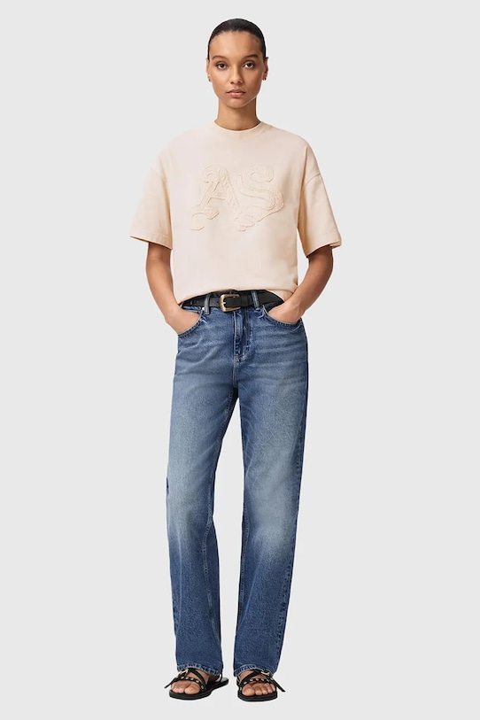 Odzież AllSaints T-shirt damski bawełniany INSIGNIA W125JE beżowy