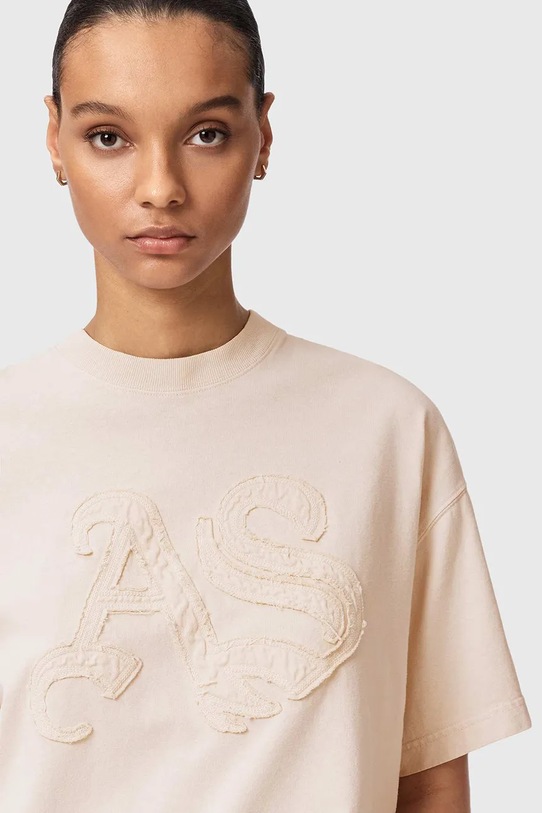 AllSaints T-shirt damski bawełniany INSIGNIA beżowy W125JE