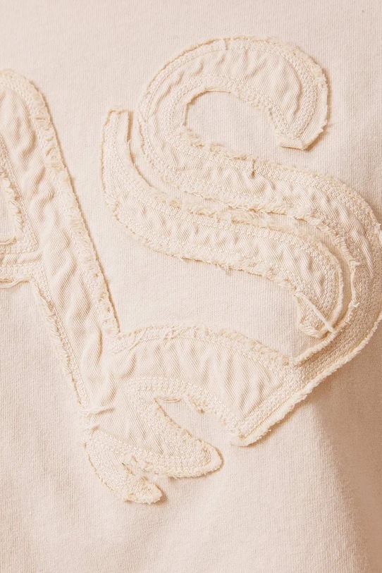 AllSaints T-shirt damski bawełniany INSIGNIA W125JE beżowy