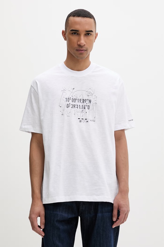 G-Star t-shirt ανδρικό βαμβακερό Coord gr relaxed λευκό D29344.C372
