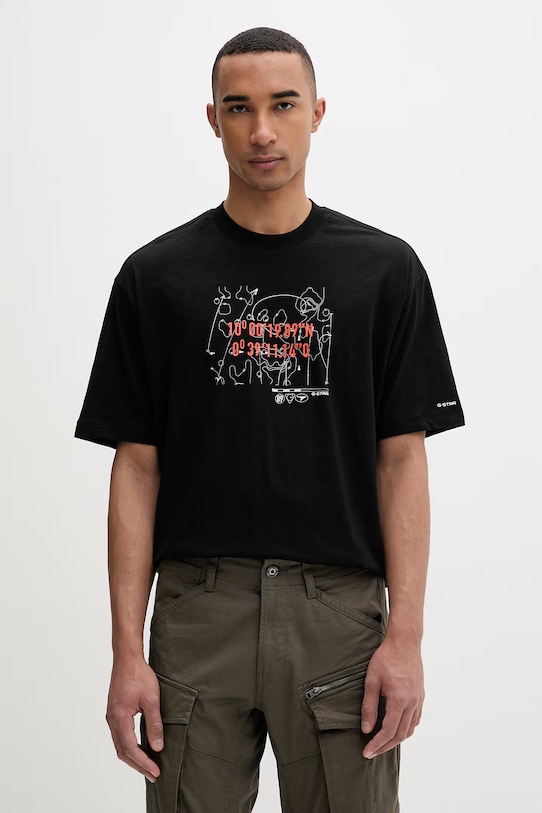 G-Star tricou pentru bărbați, din bumbac Coord gr relaxed negru D29344.C372