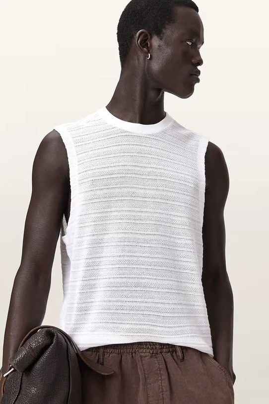 AllSaints top męski bawełniany COVE biały M016JE