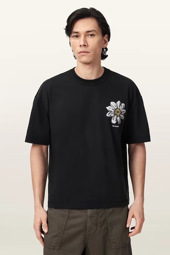 AllSaints футболка оверсайз для мужчин из хлопка PETALS M062PE чёрный AW26