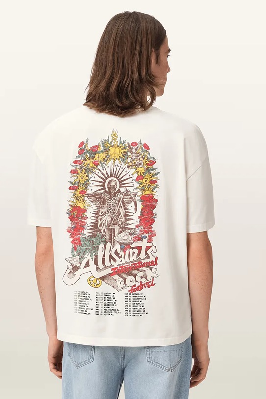 AllSaints T-shirt oversize męski bawełniany ROQUE biały M054PE