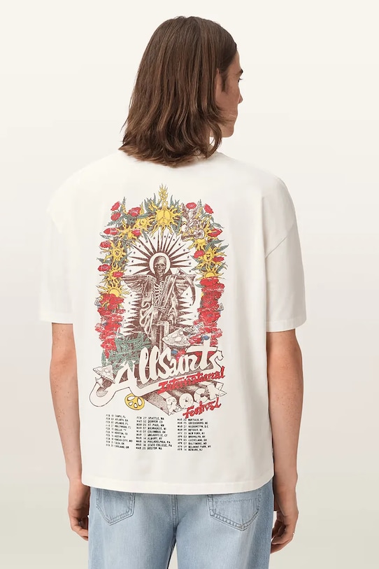 AllSaints T-shirt oversize męski bawełniany ROQUE biały M054PE