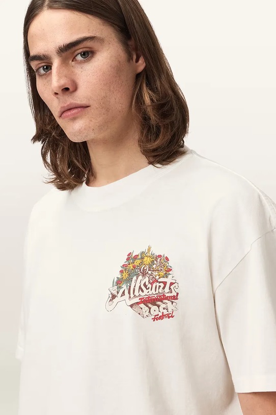 AllSaints T-shirt oversize męski bawełniany ROQUE biały M054PE