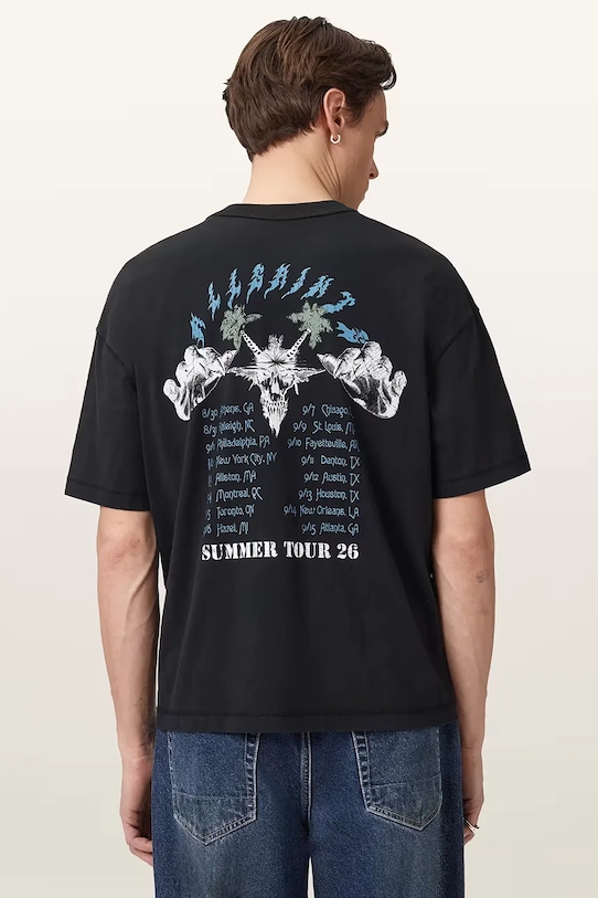 AllSaints T-shirt męski bawełniany PALM M045PE czarny AW26