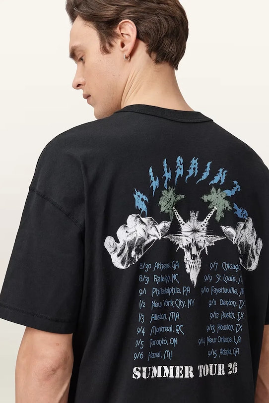 AllSaints T-shirt męski bawełniany PALM M045PE czarny