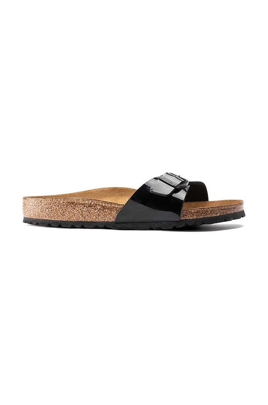 Šľapky Birkenstock Madrid imitácia lakovanej kože čierna 040303