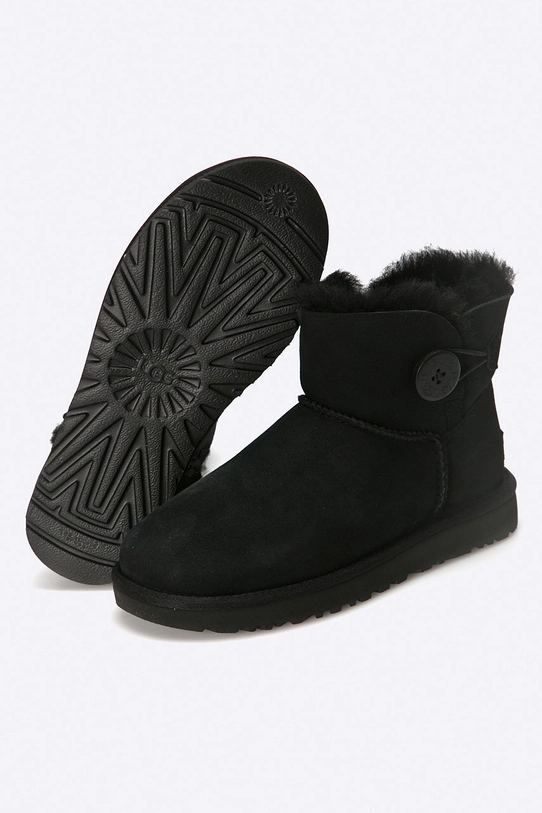 UGG śniegowce zamszowe Mini Bailey Button II 1016422.BLK czarny