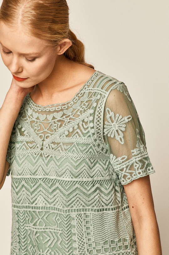 Bluzka damska koronkowa turkusowa gładkie turkusowy RS20.BKD501