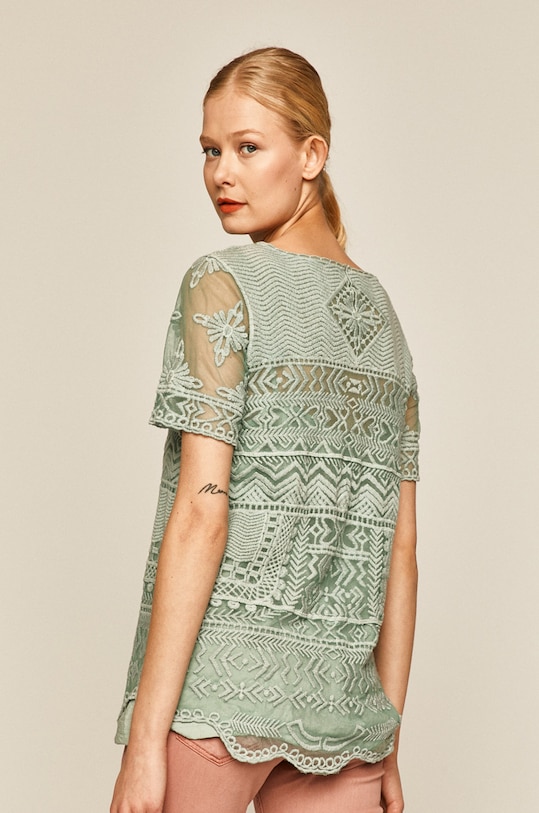 Odzież Bluzka damska koronkowa turkusowa RS20.BKD501 turkusowy