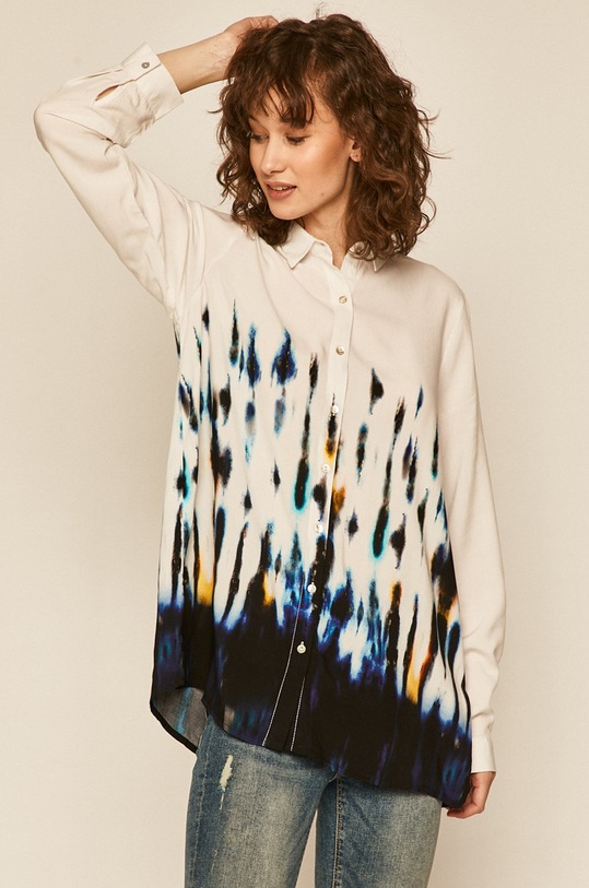 Koszula damska wzorzysta biała wzorzyste biały RS20.KDD301