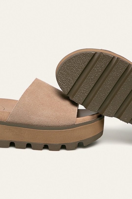 Skórzane klapki damskie beżowe RS20.OBD606 beżowy RS20