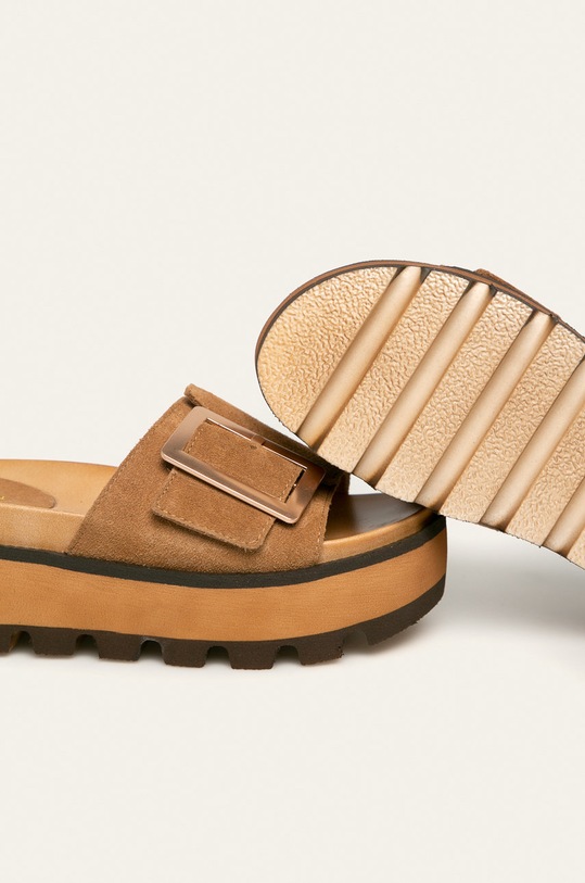 Skórzane klapki damskie brązowe RS20.OBD608 brązowy RS20