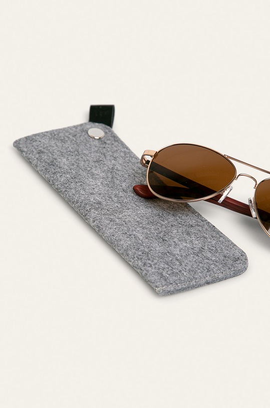 Akcesoria Okulary przeciwsłoneczne damskie aviator z drewnianymi zausznikami z funkcją flexible brązowe RS20.OKD904 brązowy