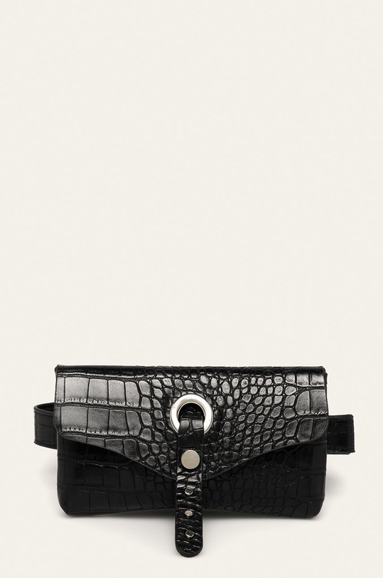 Pasek z saszetką z motywem skóry krokodyla czarny czarny RS20.PAD506