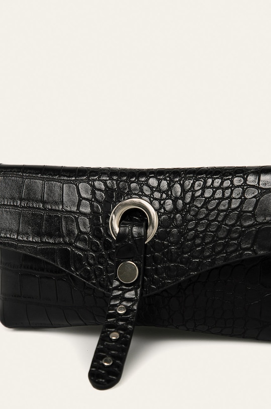Pasek z saszetką z motywem skóry krokodyla czarny czarny RS20.PAD506