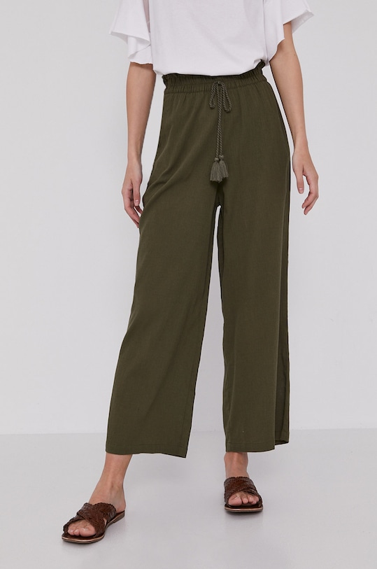 Spodnie damskie culottes zielone gładkie zielony RS20.B05