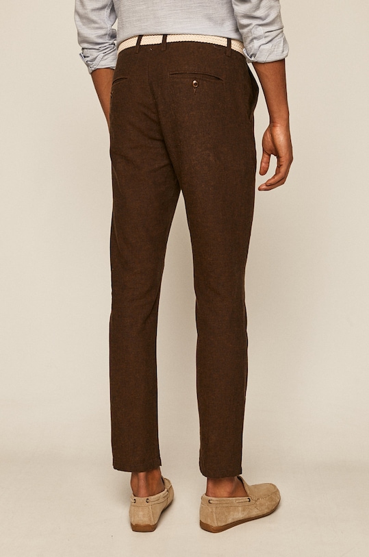 Odzież Spodnie męskie lniane brązowe RS20.SPM062 brązowy