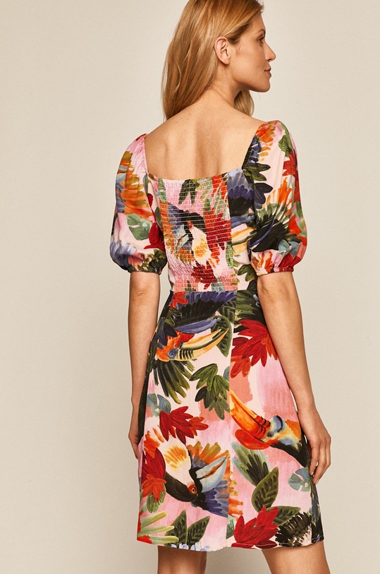 Odzież Sukienka damska z domieszką lnu różowa RS20.SUD904 różowy