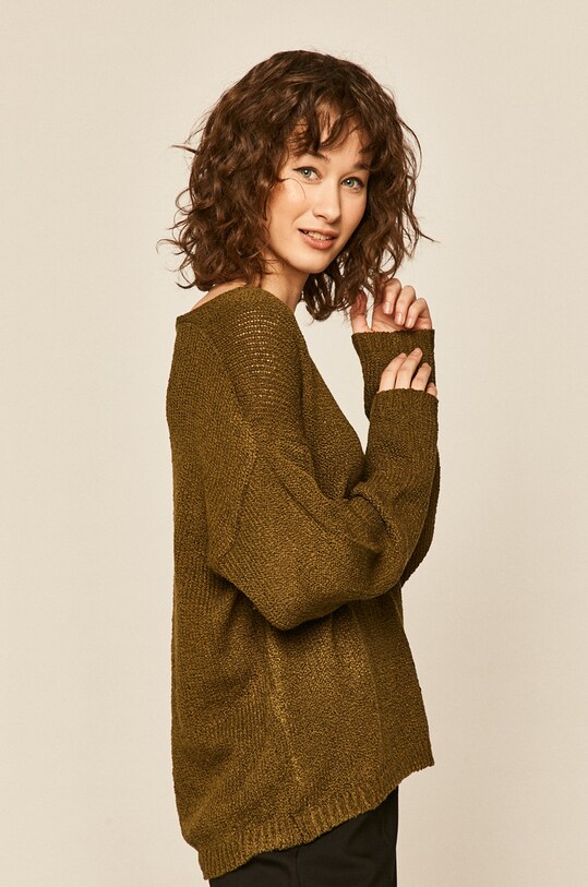 Sweter damski ze spiczastym dekoltem zielony zielony RS20.SWD303