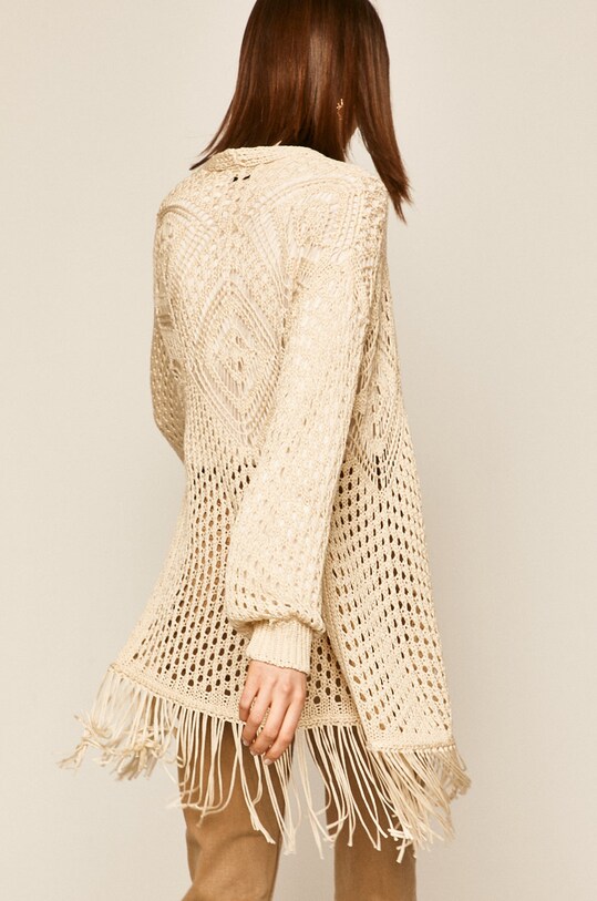 Odzież Sweter damski z frędzlami kremowy RS20.SWD600 beżowy