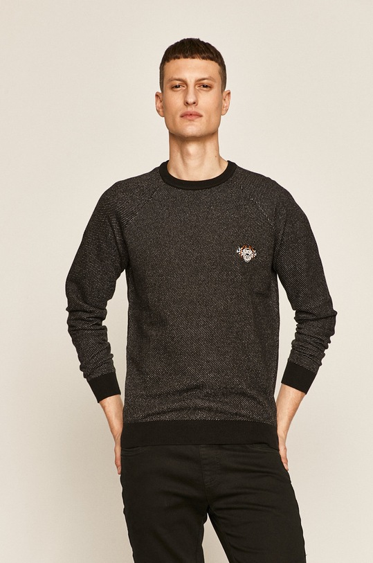 Sweter męski wzorzysty szary średniej grubości szary RS20.SWM200