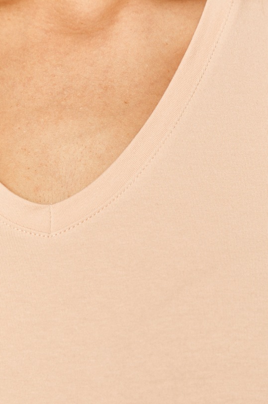 T-shirt damski ze spiczastym dekoltem różowy RS20.TSD032 różowy