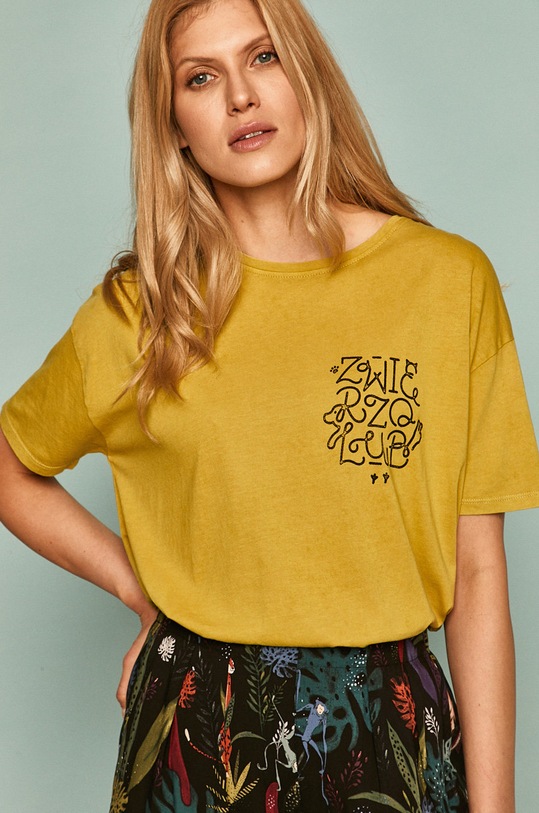 T-shirt damski by Alan Kamiński, Grafika Polska żółty okrągły żółty RS20.TSD965