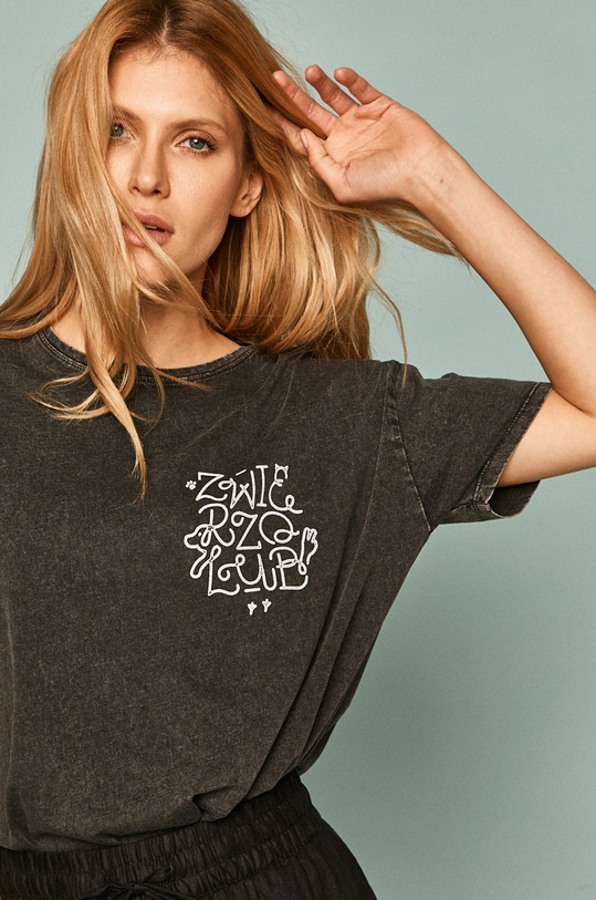 T-shirt damski by Alan Kamiński, Grafika Polska szary okrągły szary RS20.TSD965